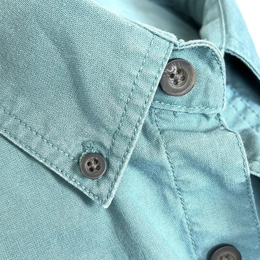 Woolrich Mens Short‎ Sleeve Green Button Down Shirt Cargo Pockets Large Utility